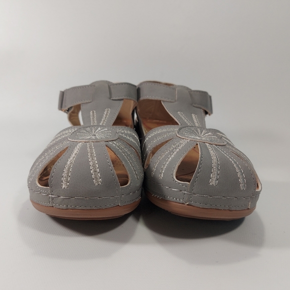 LOSTISY Women Wedges Shoes Splicing Casual Comfy Gray Sandals, 39 - Picture 3 of 9